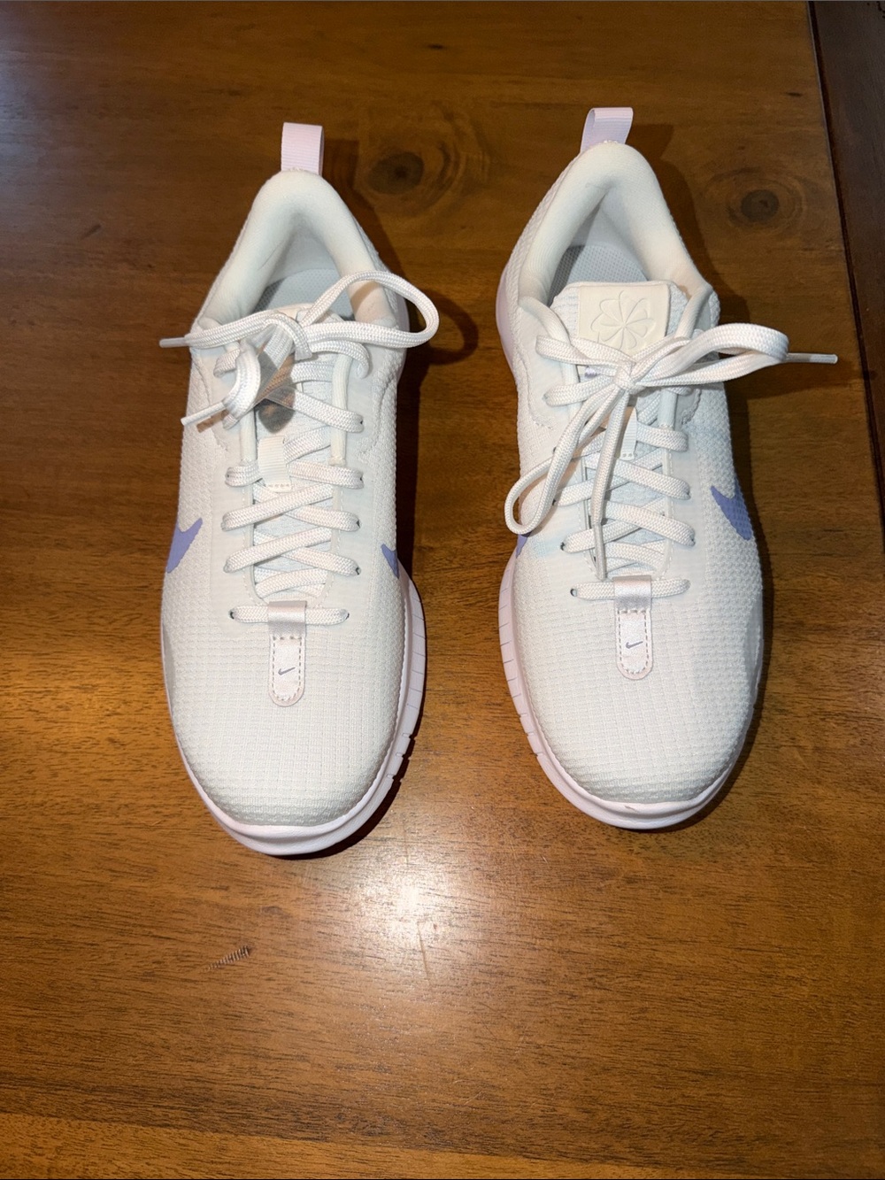 Nike Flex Experience 12 White Athletic Sneakers with Lavender Accent